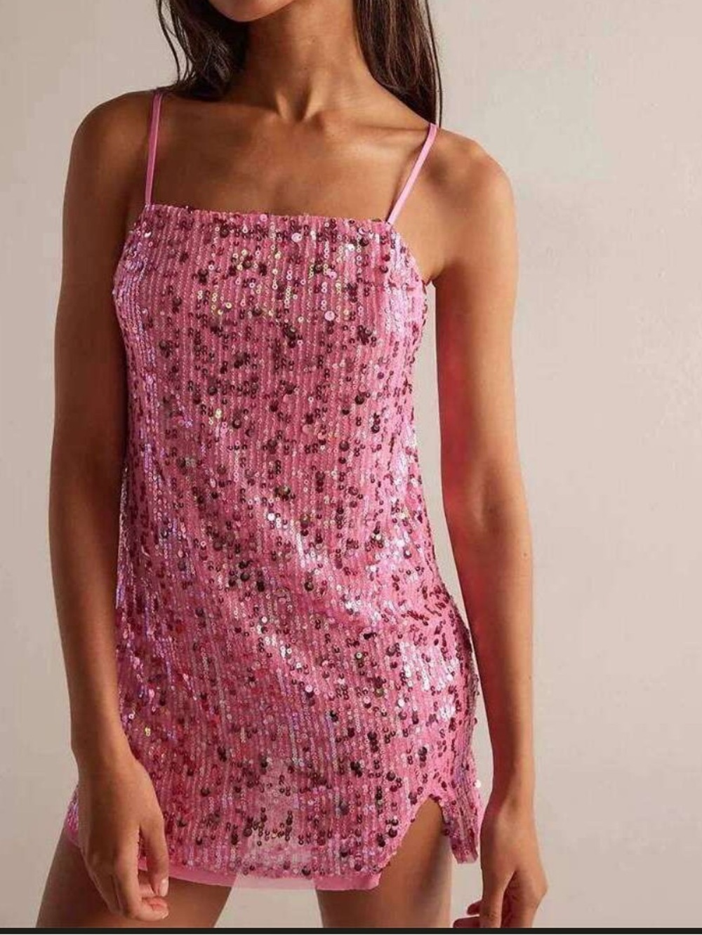 NWT Free People Midnight Kiss Mini Slip Dress in Neon Rose Combo